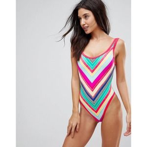 Body Glove Women's Joy Rocky Surf & Stripe Lace up Swimsuit - Sexy Bohemian Vibe